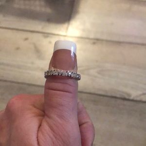 CZ eternity band heart band in STERLING SILVER